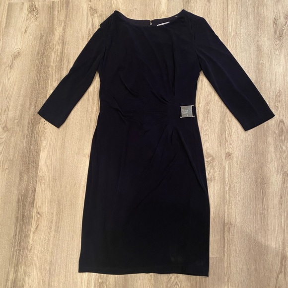 J HOWARD 3/4 sleeves navy blue dress/size 6 - Picture 3 of 8